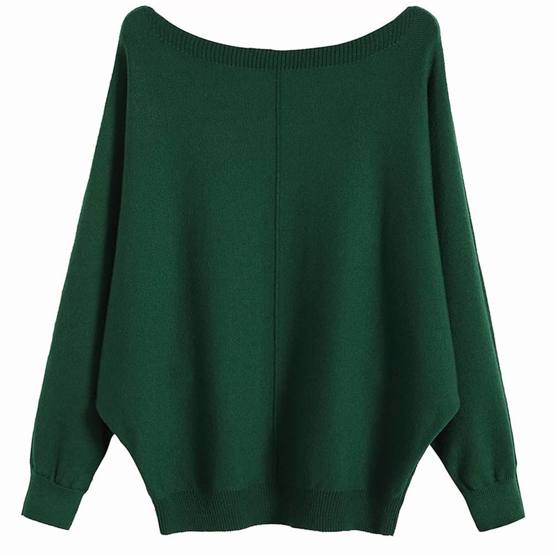 Ckikiou Womens Lightweight Oversized Boat Neck Sweaters Tops Dolman Batwing Sleeve Ribbed Knitted Pullovers - Image 1